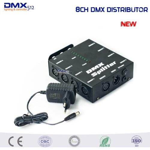 8CH DMX Splitter DMX512 Light Stage Light Signal Amplifier 8 Way DMX Distributor for Stage Light