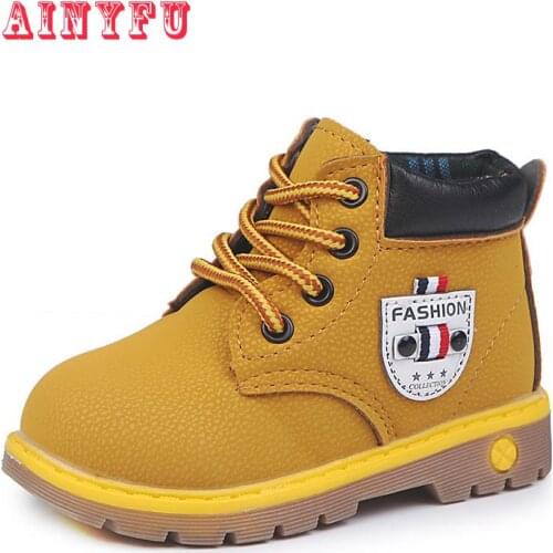 Ainyfu New Pu Leather Snow Boot For Baby Childrens Girls Snow Boots Winter Warm Plush Soft Bottom Baby Girls Boots B247