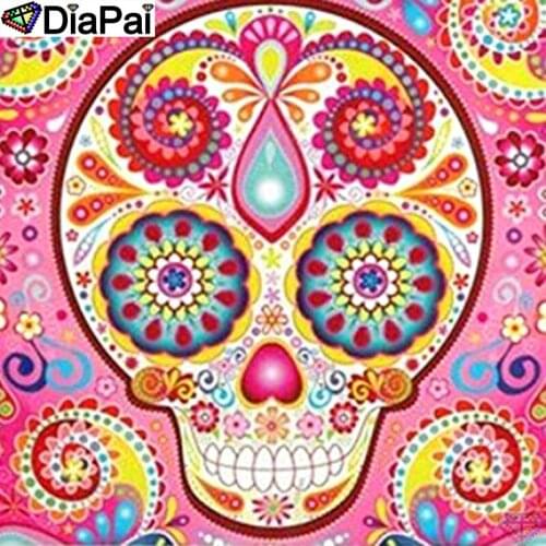 DiaPai Diamond Painting 5D DIY 100% Full Square/Round Drill "Colored skull" Diamond Embroidery Cross Stitch 3D Decor A22030