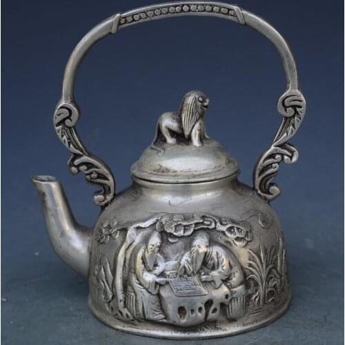 Antique MingDynasty Handmade silver teapot,Right chess,Hand-carved crafts,best collection& adornment