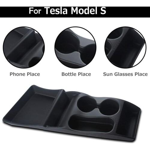 Car Accessories Car Storage Box Console Container Center Insert Box Cup Silicone Storage Box Holder for Tesla Model S 2012~2017