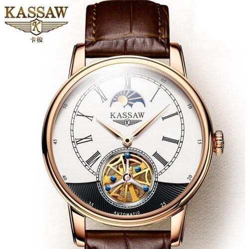 Mens Watch Flywheel Hollow Automatic Mechanical Watch Mens Watch Leather Strap Fashion Business Waterproof Brand Watch