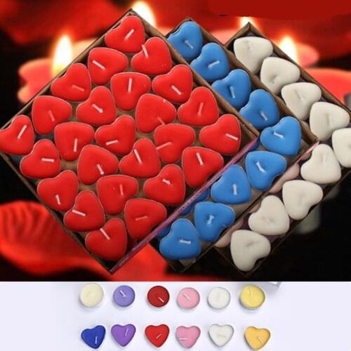 50Pc Love Heart Shaped Tealight Candles Smokeless Small Candle for Valentines