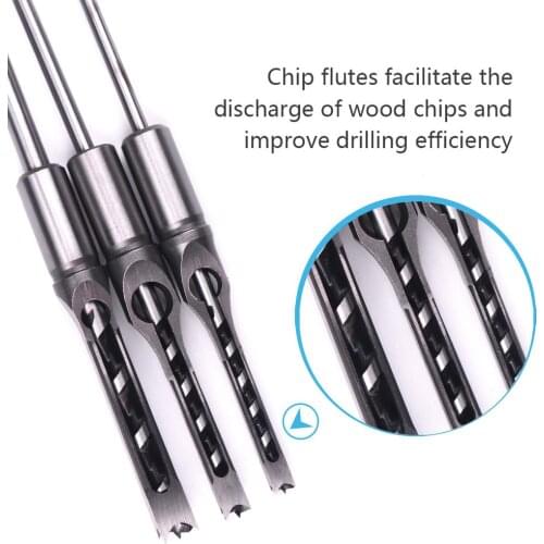 CHEERBRIGHT 1PC 5/16 3/8 1/2 Inch Square Hole Drill Bit Wood Drill Bit Mortising Chisel Mortiser Drills Bit