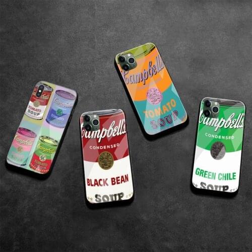 Andy Warhol Soup Phone Case Tempered Glass For iPhone 12 Pro Max Mini 11 Pro XR XS MAX 8 X 7 6S 6 Plus SE 2020 cover