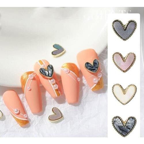 Nail Decoration Anti-drop Novelty Heart-shaped Eye-catching Manicure Pendants for Nail Salon Colorful AB Nail Art Decorations
