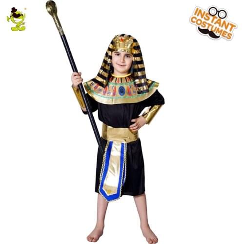 Unisex kids Ancient Egyptian Priest Costumes Halloween Carnival Party Deluxe Egypt Pastor Role Play Fancy Dress