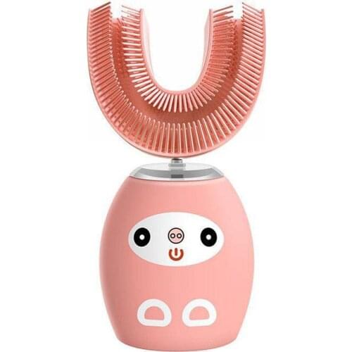 Children Ultrasonic Electric Toothbrush Silicone U Sonic Tooth Brush Head Intellige Speech Sound 36O clean IPX8 Waterproof Teeth