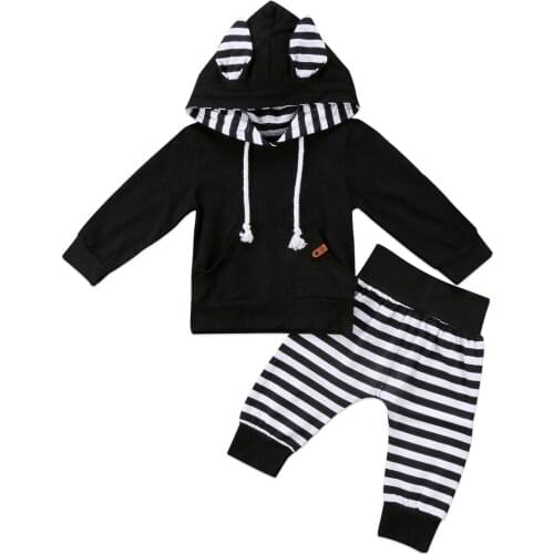 Baby Suit!!2PCS Newborn Infant Baby Boy Girl Hooded Tops +Pants Outfits Set Clothes Set Size 0-18M