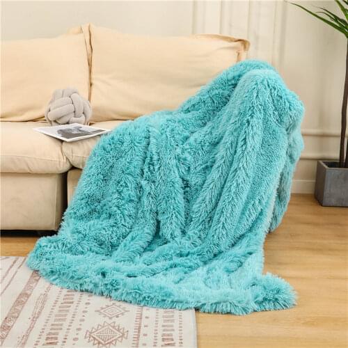 Long Plush Winter Throw Blanket Fluffy Furry Double-sided Blanket for Sofa Bed Hairy Warm Bedspread Blanket Birthday Gift