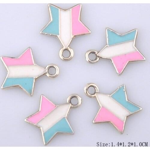 14*12MM DIY gold alloy enamel star charms for bracelet, fashion metal star pendants dangle jewelry making findings components
