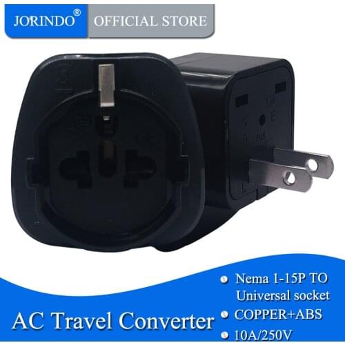 JORINDO American Standard Transfer socket embedded, US to EU travel plug adaptor for China, USA, Japan, Canada