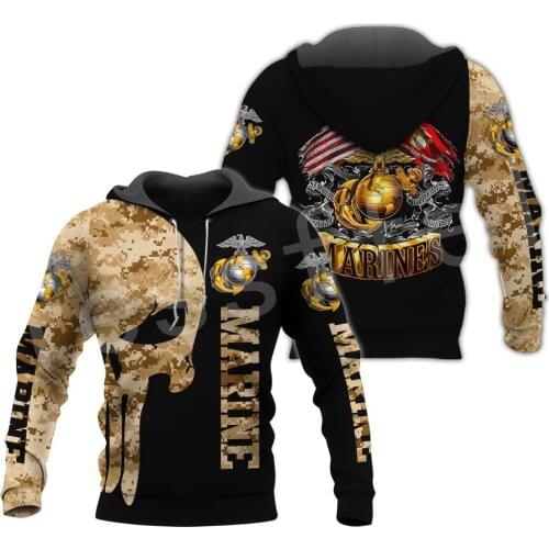 Tessffel America Marine Camo Skull Soldier Army Veteran NewFashion 3DPrint Streetwear Pullover Casual Funny Hoodies Men/Women B3