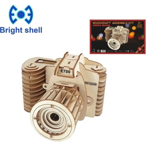 Creative DIY Laser Cutting 3D camera Wooden Puzzle Learning Educational Toy Game Assembly Toys for Children Jigsaw Kids Toys