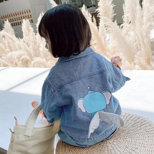 Toddler Girl Jackets Fashion Korean Cartoon Printed Denim Jacket For Girls Kids Clothing 2020 Autumn High Quality Child Outwear