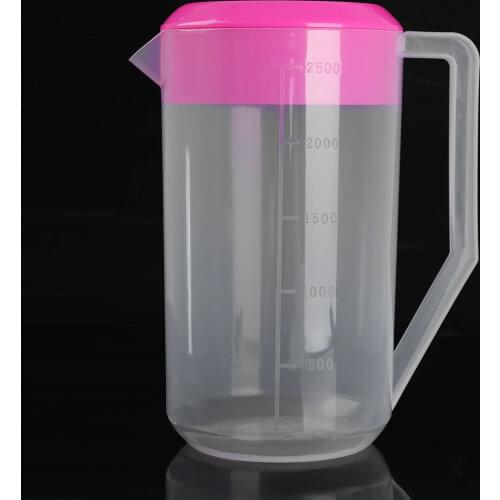 2500ML Plastic Graduated Measuring Water Jug Ero-friendly Juice Liquid Container Pitcher with Lids Handle Portable Anti-leak Jug