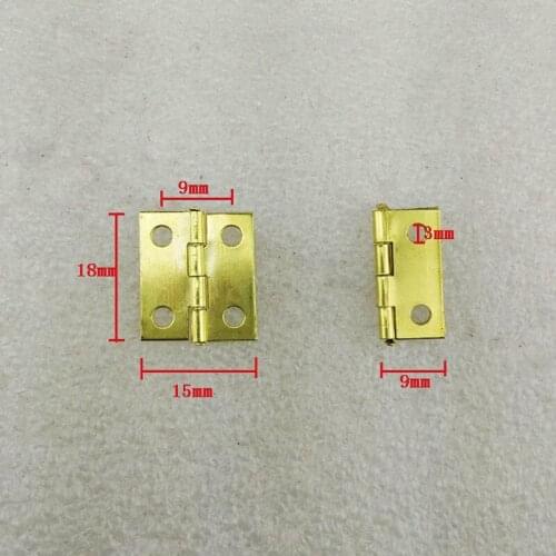 Yellow Color Metal Cabinet Door Luggage Hinge,4 Holes Decor,Furniture Decoration,Antique Vintage Old Style,18*16mm,20Pcs