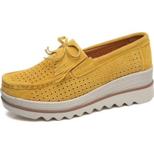 Women Flats Platform Loafers Ladies Elegant Genuine Leather Moccasins Shoes Woman Autumn Slip On Casual Womens Shoes