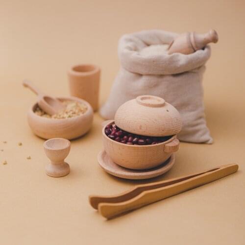 Baby Beech Wooden Rice Toy Set Educational Montessori Toy Photography Supplies Birth for Kids Gift