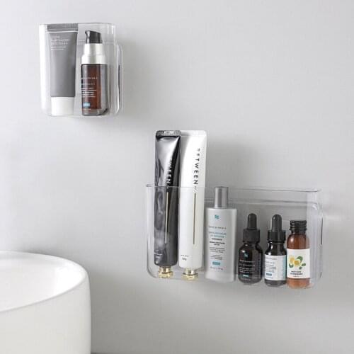 94PF Wall-Mounted Clear Remote Control Holder Self-Adhesive Transparent Mobile Phone Storage Box Punch-Free Multifunction