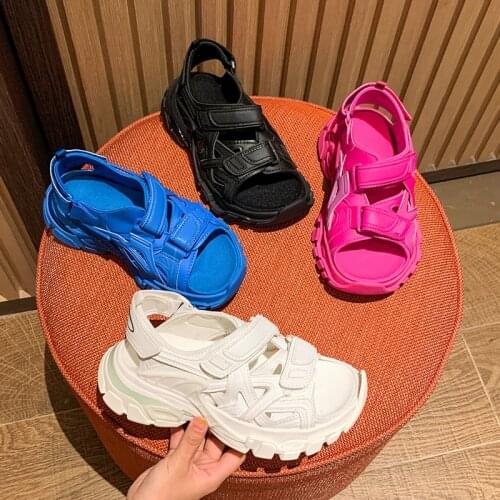 Brand 2021 new leather platform platform leisure sports shoes fashion Velcro daddy sandal women fashion shoes free shipping