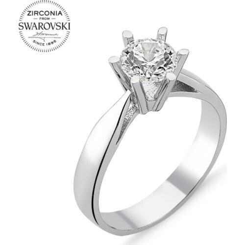 Silver 925 Sterling Swarovski Zirconia Cubic Zirconia Engagement Ring