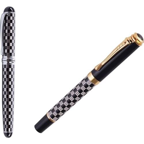 PPYY-Jinhao X750 Chessboard Fountain Pen & Jinhao 500 Writing Iridium Gold Pen Fountain Pen Pen Tip 0.5mm,Black White