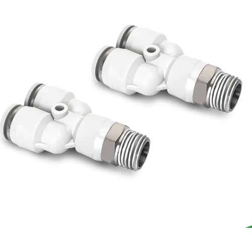 PX pneumatic quick connector Y-type male threaded three-way 1/8 1/4 3/8 1/2 white hose trachea cylinder solenoid valve connector