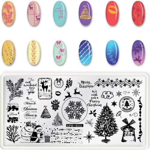 WAKEFULNESS Christmas Nail Stamp Plate Rectangle Snowflakes Image Stamping Nail Art Stencils Manicure Template Tools