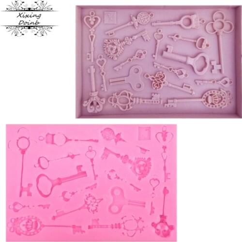DIY lock silicone key shape soft candy cake decoration tools silicone mold cooking sugar technology