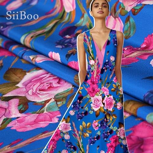 Siiboo top grade heavy spandex crepe de chine natural silk fabric for luxurious Italy style holiday dress 30mm Tela sp6495