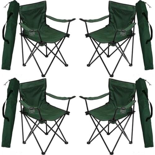 4 pcs Camping Chair Folding Chair Garden Chair Picnic Beach Balcony Chair Green