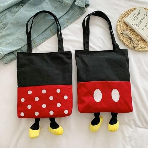 Disney cartoon handbag primary bag school girl boy Mickey mouse Minnie children'double pocket portable tutorial bags shoulder