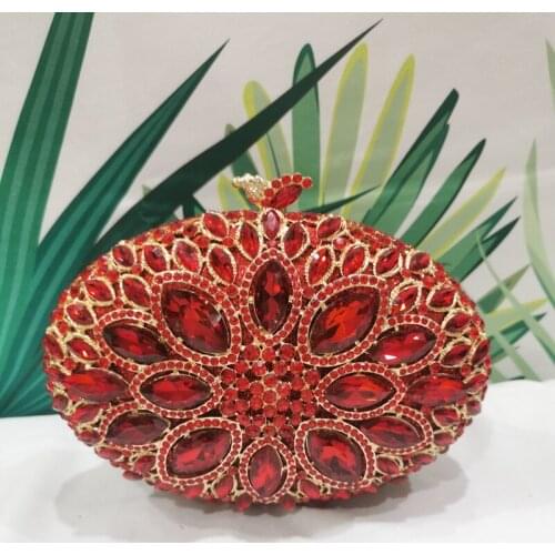 Red Diamond Color Wedding Bridal Party Woman Clutches Bags Crystal New Dinner Formal Prom Lady Handbag Female Prom Luxury Purse