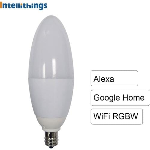E12 RGBW Candle Bulb Light Work With Alexa Google Home Voice Control Timer WiFi App Living Room Lamp