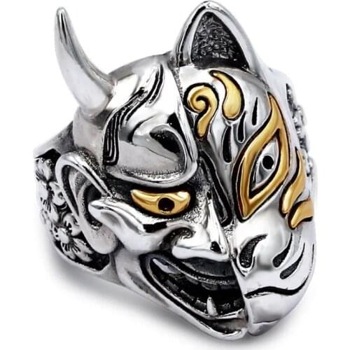 Vintage Men Ring Punk Personality Asymmetrical Mask Alloy Ring Halloween Party Gift For Men Jewelry Accessories