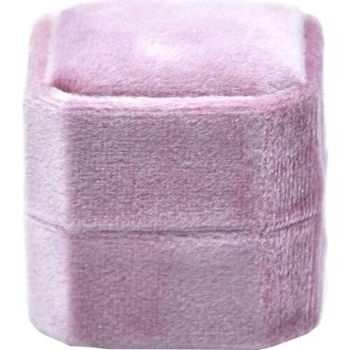 Octagon Velvet Ring Bearer Box - Premium Gorgeous Vintage Double Ring Display Holder with Detachable Lid for Proposal, Wedding