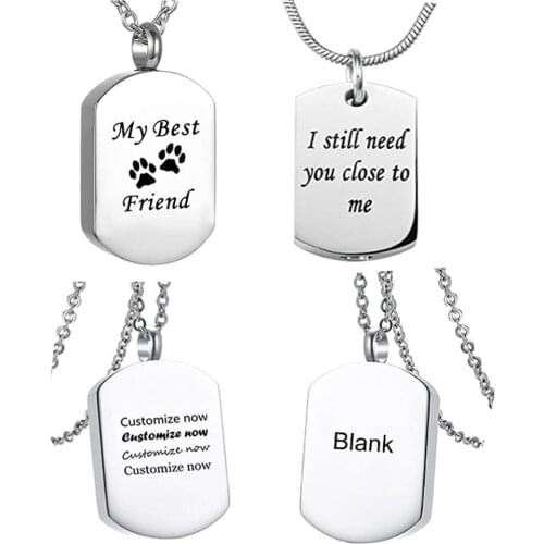 Custom Engraving Square Cremation Jewelry Stainless Steel Keepsake Waterproof Memorial Pendant Ash Holder Urn Necklace