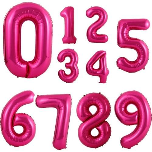 1pc 40inch Rose Red Air Helium Aluminium Foil Number Balloons 0-9 Birthday Wedding Engagement Party Decor Globos Kids Supplies