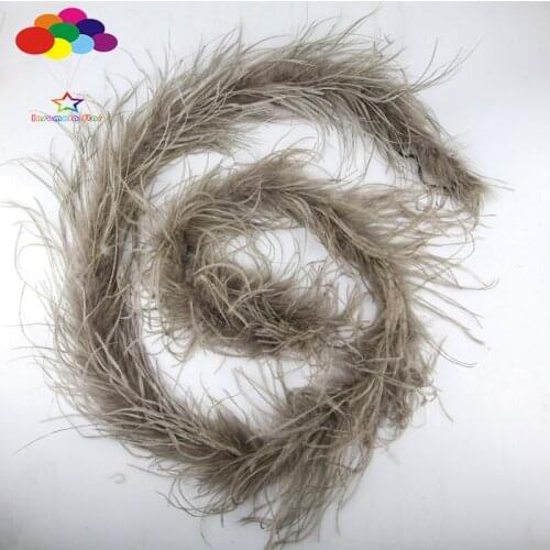 1pcs Luxury Ostrich Feather Boa 2 meter Long cool grey High Quality for diy Fluffy Costume Dress mask headdress
