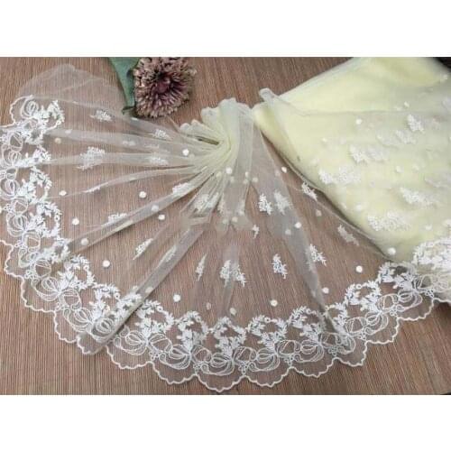 10Meters Polyester Soft Mesh Embroidery Lace Trim Yellow Purple Fabric Accessories 35cm Width Sewing Crafts Doll Material