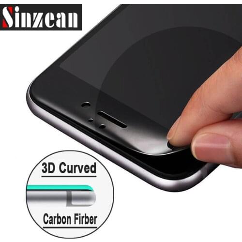 100pcs Glossy Carbon Fiber 3D Curved Soft Edge Tempered Glass Screen Protector For iPhone 6/7/8 plus 3D carbon fiber
