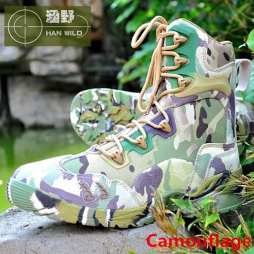 2018 Hot Sale Camouflage Tactical Hiking Shoes Anti-skid Wear Resistant Breathable Camping Boots Fishing Climbing Men Sneakers