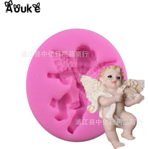 3D Violin Angel Shape Soap Liquid Silicone Molds Cake Chocolate Biscuits Mold Wedding Decorating Fondant Mould DIY Cooking Tools