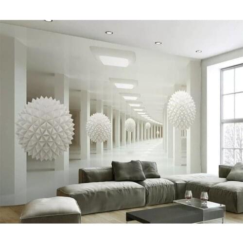 Beibehang papel de parede Custom Wallpaper 3d Photo Murals Stereo Space White Ball Abstraction Space TV wallpaper for walls 3 d