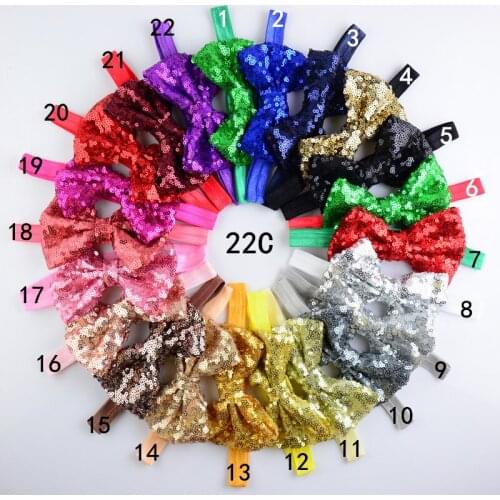 44pcs/lot Chirstmas Gift Bow Headband 22 Colors 11CM Girls Big Shinny Bowknot Headwear For Kids Hair Beauty FDA108