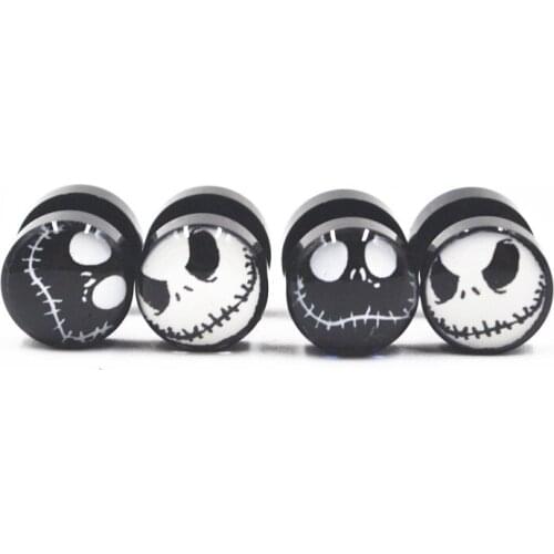 50pcs Free Shippment Acrylic Nightmare Jackey Logos Ear Stud Fake Ear Plugs Cheat Illussion Ear Tunnles Earring Body Jewlery