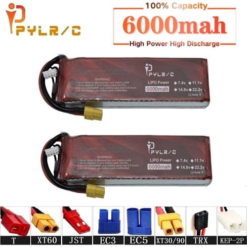 High Rate 7.4v 6000mAh Lipo Battery For RC Helicopter Parts 2s Lithium battery 7.4v 35C RC Cars Airplanes Drones Battery T/XT60