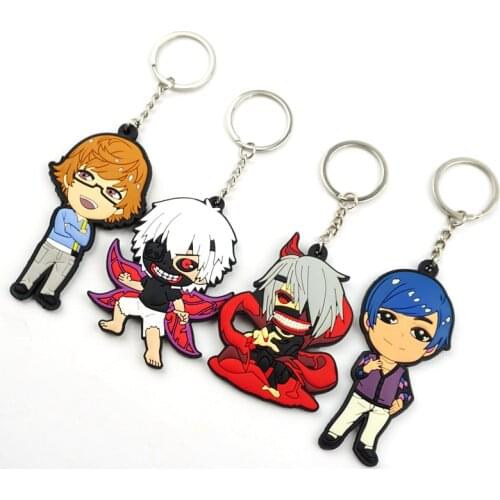 Anime Tokyo Ghoul Keychain Key Ring PVC Key Chains Kaneki Ken Izumi shinichi Itabag Keychains Bag Car Hanging Key Accessories