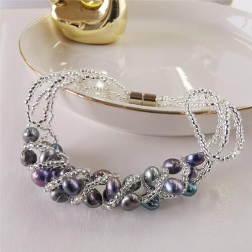 DAIMI 5-6mm Natural Freshwater Pearl Bracelet Handmade Pearl Bracelets For Women